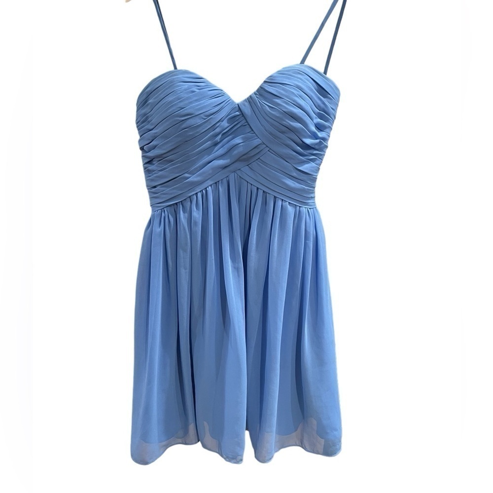 Bill Levkoff Sweatheart Dress in Slate Blue